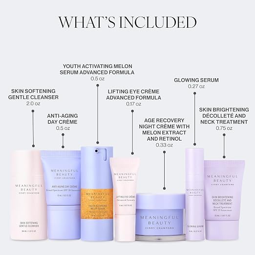 Meaningful Beauty 7-Piece Deluxe Face & Neck Complete Skincare Treatment Kit – Travel-Size Daily Care Collection
